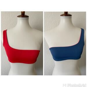 Solid & Striped Swim Bikini Top One Shoulder Reversible Isabeli Beach